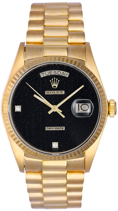 Rolex Gold Day Date President Watch Black Jubilee Dial 18038