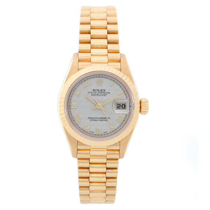 Rolex women's 18k gold president watch hotsell