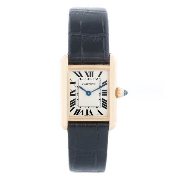 Cartier Tank 18k Yellow Gold Ladies Watch on Leather Band 2442 W1529856