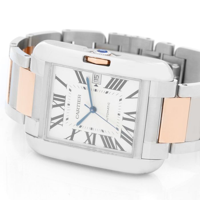 Cartier Tank Anglaise Stainless Steel and Rose Gold Mens Watch W5310006