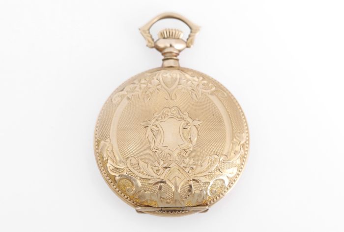 Vintage Waltham Ornately Engraved Gold Plated Ladies Hunting Case Pocket Pendant Watch
