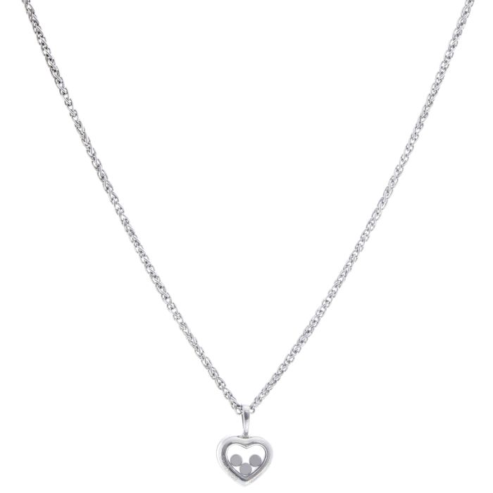 Chopard White Gold Floating Diamond Heart Necklace
