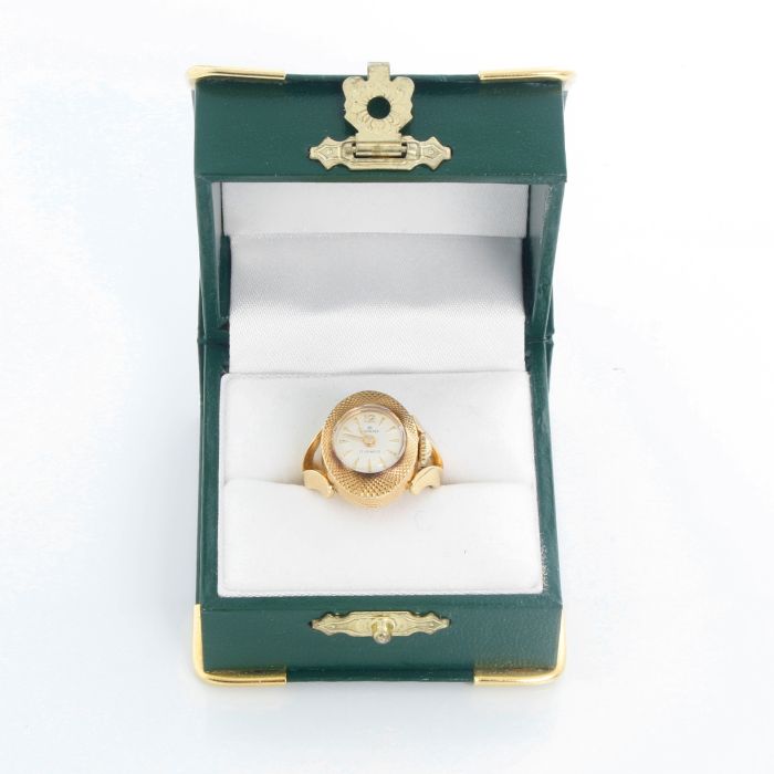 Very Rare Bucherer 18K Yellow Gold Ring Watch