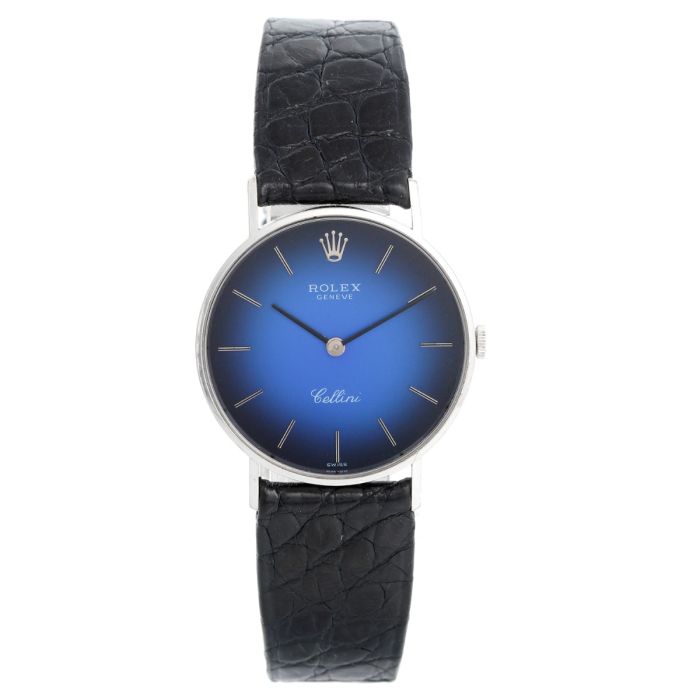 Rolex Cellini Men s 18k White Gold Watch on Strap Band Mod. 4112