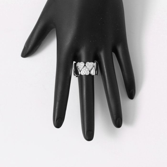 Harry Winston 18K White Gold Heart Diamond Ring Size 7 1 2