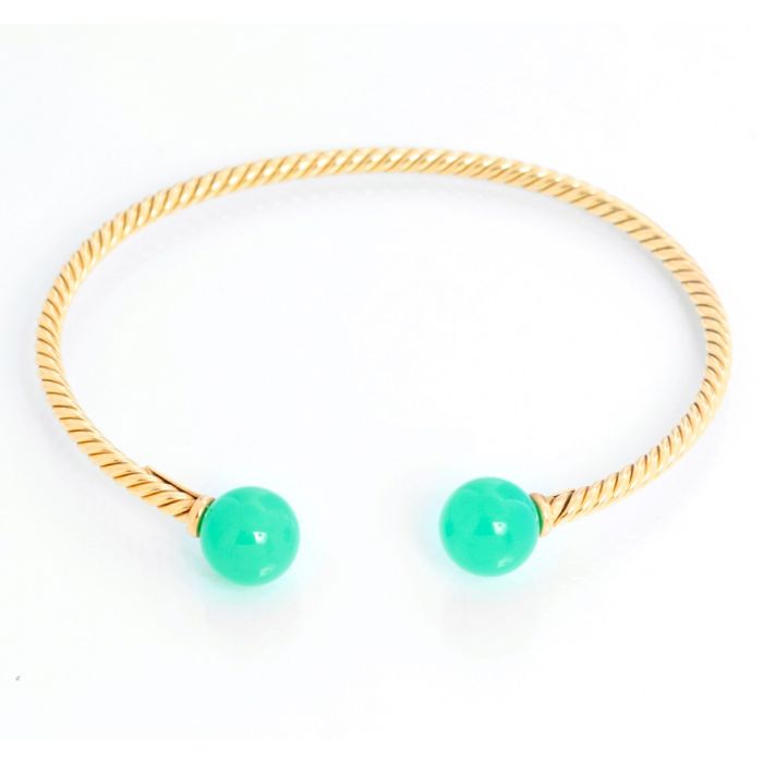 David Yurman Solari Bead Bracelet in 18K Yellow Gold with Chrysoprase