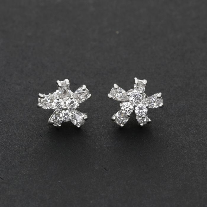 Flower Stud Earrings with Convertible Earring Jackets