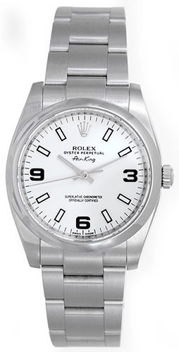Rolex Air-King Men's Stainless Steel Watch White Dial 114200