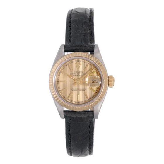 Ladies Rolex Watch Datejust  69173 Champagne Tapestry Dial