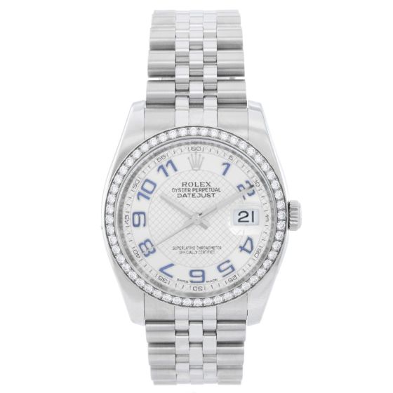 Rolex Datejust Diamond Bezel Men's Chalkboard 116244 Steel Watch 