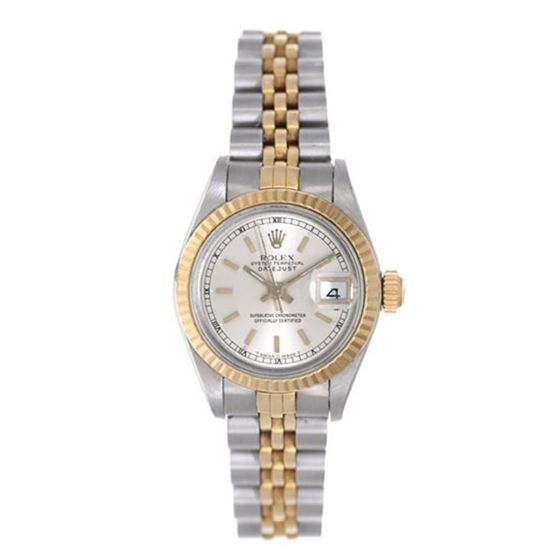 Ladies Rolex Datejust Watch 69173 Silver With Gold Stick Markers