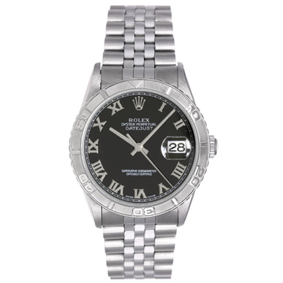 Men's Rolex Datejust Watch 16264 Black Roman Dial
