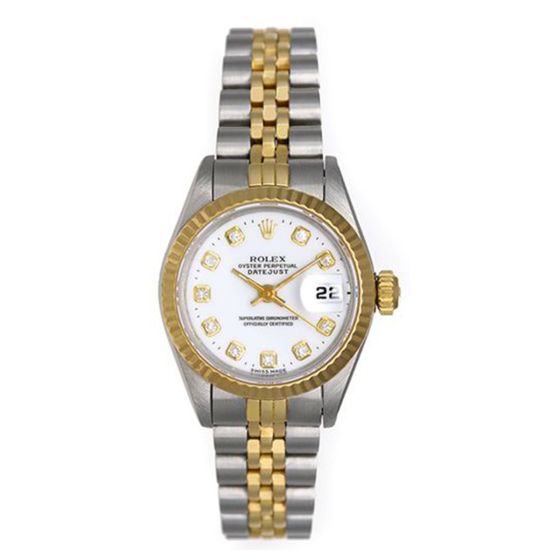 Rolex Ladies 2-Tone Datejust Watch 69173 White Dial