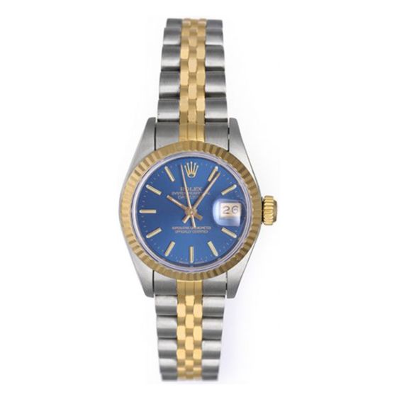 Rolex Ladies 2-Tone Datejust Watch 69173 Blue Dial