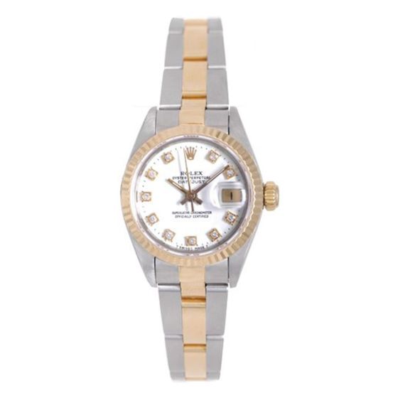 Ladies Rolex Datejust Watch 69173 Factory White Diamond Dial