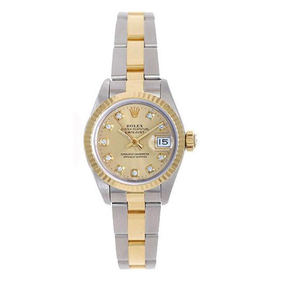 Rolex Datejust Champagne Diamond Dial Watch 69173