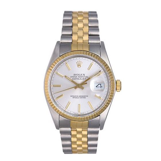 Rolex Datejust 2-Tone Steel & Gold Men's Watch Silver Dial 16013