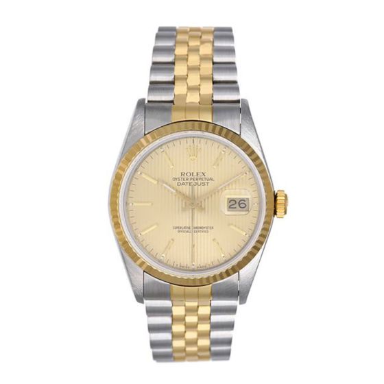 Men's Rolex Datejust 2-Tone Steel and Gold Watch 16013 Tapestry Dial