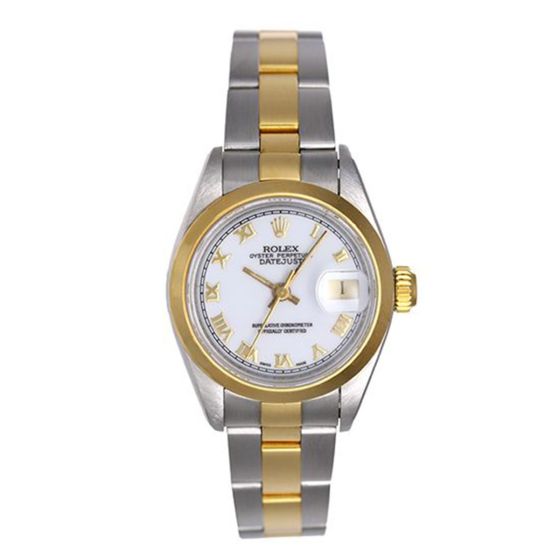 Ladies Rolex Datejust Steel & Gold 2-Tone Watch 69173 White Dial