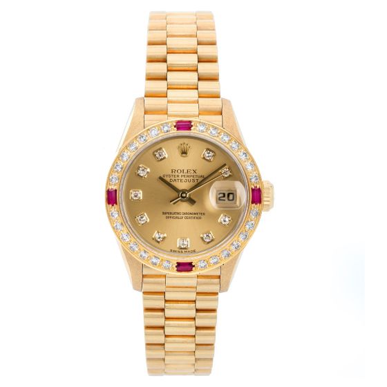 Ladies Rolex President Gold Watch with Diamonds 69178