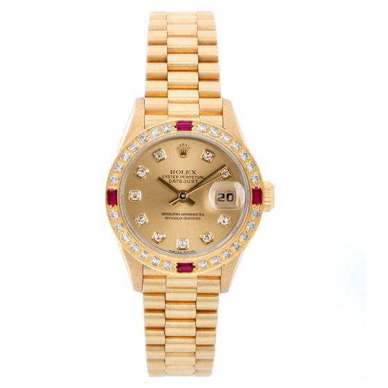 Ladies Rolex President Gold Watch with Diamonds 79178