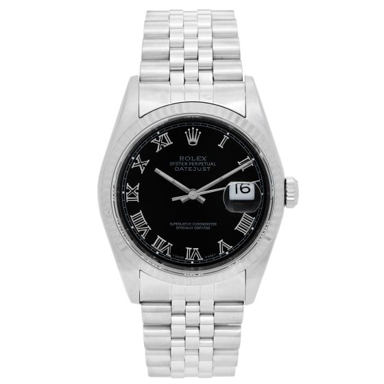 Men's Rolex Datejust Watch 16234 Black Roman Dial