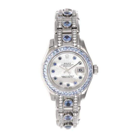 Rolex Lady Pearlmaster White Gold Sapphire Diamond Ladies Watch 80309