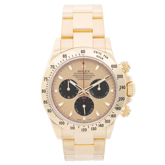 Rolex Cosmograph Daytona Men's 18k Gold Watch 116528 Gold Dial