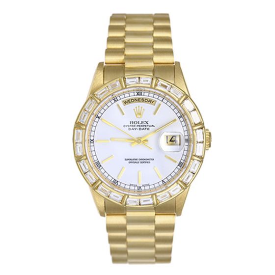 Rolex President Day-Date Men's 18k Gold Watch 18238 White Dial