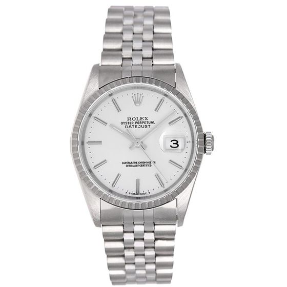 Rolex Datejust  Stainless Steel Men's Watch 16220 Silver Dial