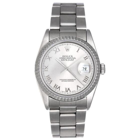 Men's Rolex Datejust Watch 16220 Rhodium (Silver Colored) Dial