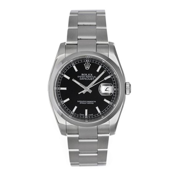 Rolex Datejust Men's Steel Watch 116200 Black Dial