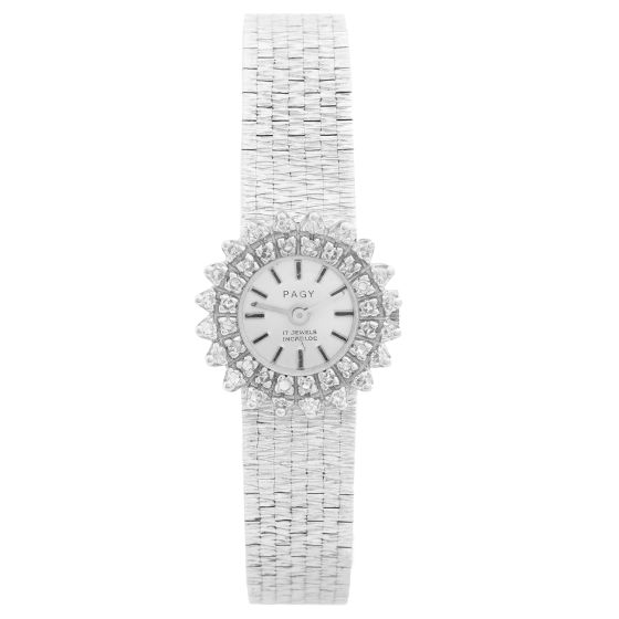 Vintage Ladies 18k White Gold & Diamond Pagy Watch