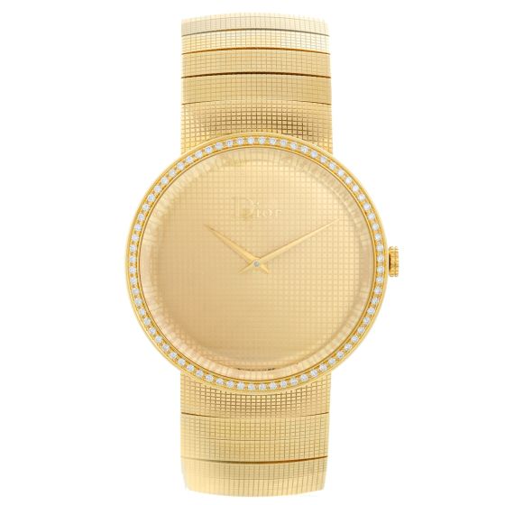 La D De Dior 18K Yellow Gold Diamond Men's or Ladies Christian Dior Quartz Watch CD043151M001