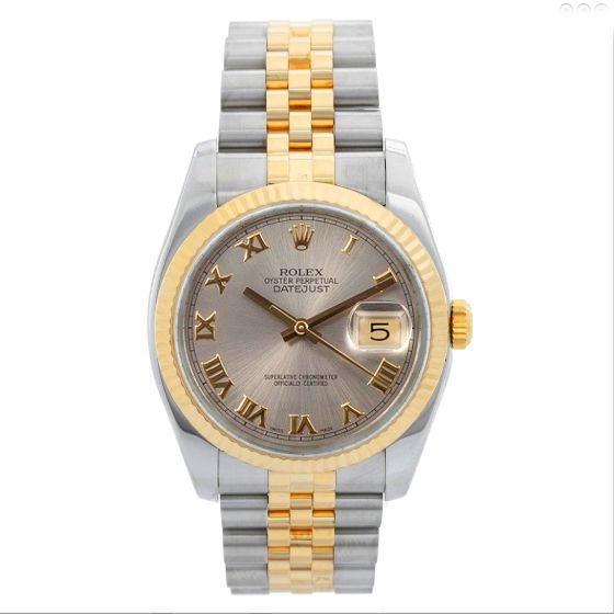 Rolex Datejust Men's 2-Tone Stainless Steel & Gold Gray Dial Watch 116233