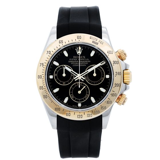 Rolex Daytona Steel & Gold 2-Tone Men's Watch Black Rubber Strap  116523