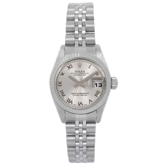 Rolex Ladies Datejust Stainless Steel Silver Roman Watch 79174