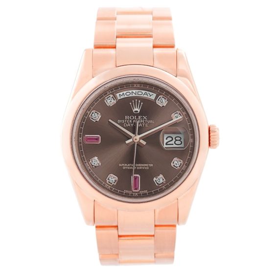 Rolex President Day-Date Men's Rose Gold Chocolate 118205 