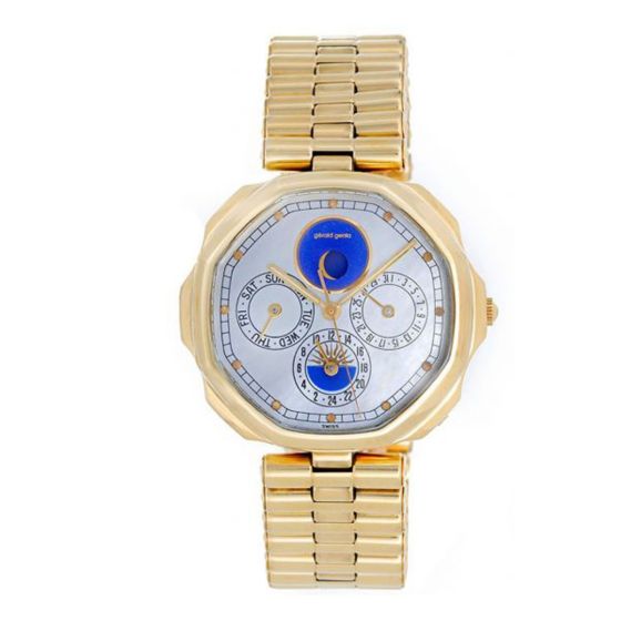 Gerald Genta Maxi Time Quartz Calendar Moonphase 18k Yellow Gold Men's Watch
