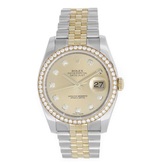 Rolex Datejust 2-Tone Champagne Diamond Dial 116243