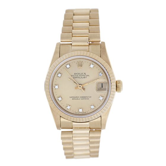 Rolex Midsize Datejust 18k Yellow Gold Men's or Ladies Watch 68278
