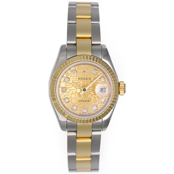 Rolex Ladies Datejust 2-Tone Watch Champagne Jubilee Diamond Dial 179173