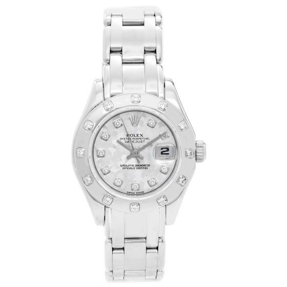 Rolex Ladies Pearlmaster White Gold & Diamond Watch 69319