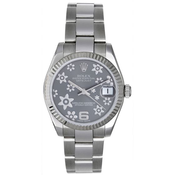 Rolex Datejust Midsize Men's/Ladies Silver Flower Steel Watch 178274