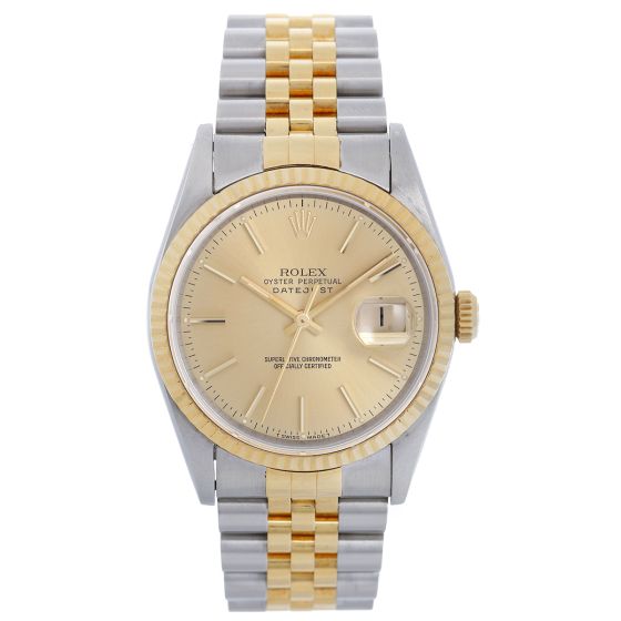 Men's Rolex Datejust 16233 Steel & Gold Watch  Champagne Dial