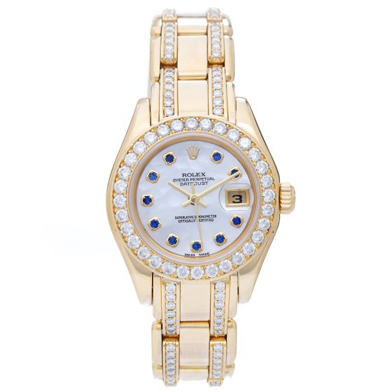 Rolex Ladies Masterpiece/Pearlmaster Gold Diamond Watch 80298