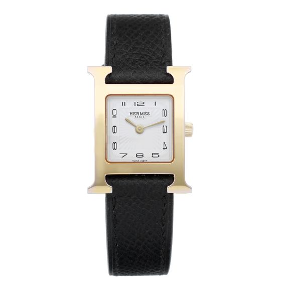 Hermes H Hour Ladies Small Watch Gold Plated Quartz