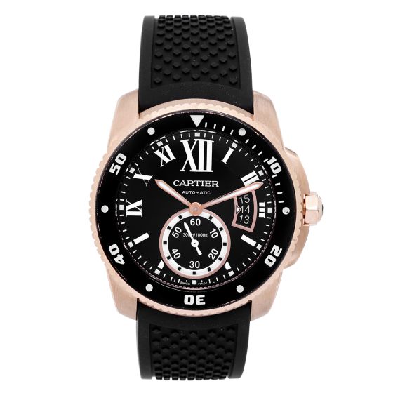 Calibre de Diver Cartier Men's 18K Rose Gold Watch W7100052