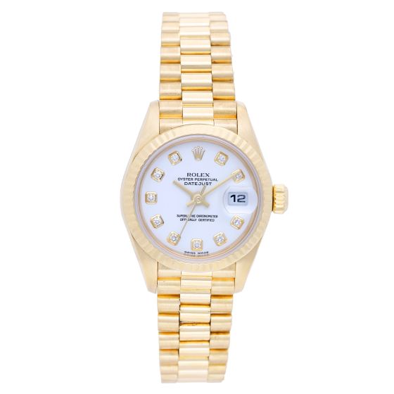 Rolex Lady President 18k Yellow Gold & Diamond Ladies Watch 69178