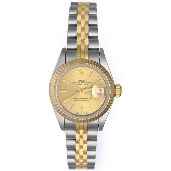 Rolex Ladies Datejust 2-Tone Watch 69173 Champagne Dial